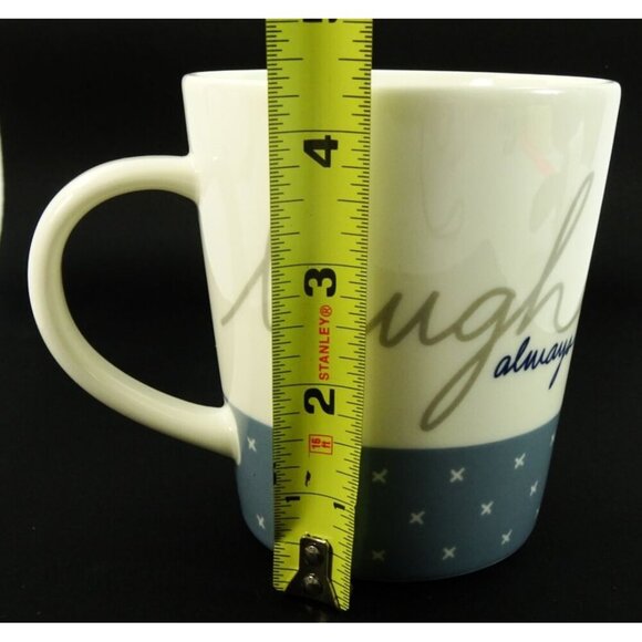 ED Ellen DeGeneres Royal Doulton “Laugh Always” Mug Blue White X Pattern 14oz - Picture 7 of 7
